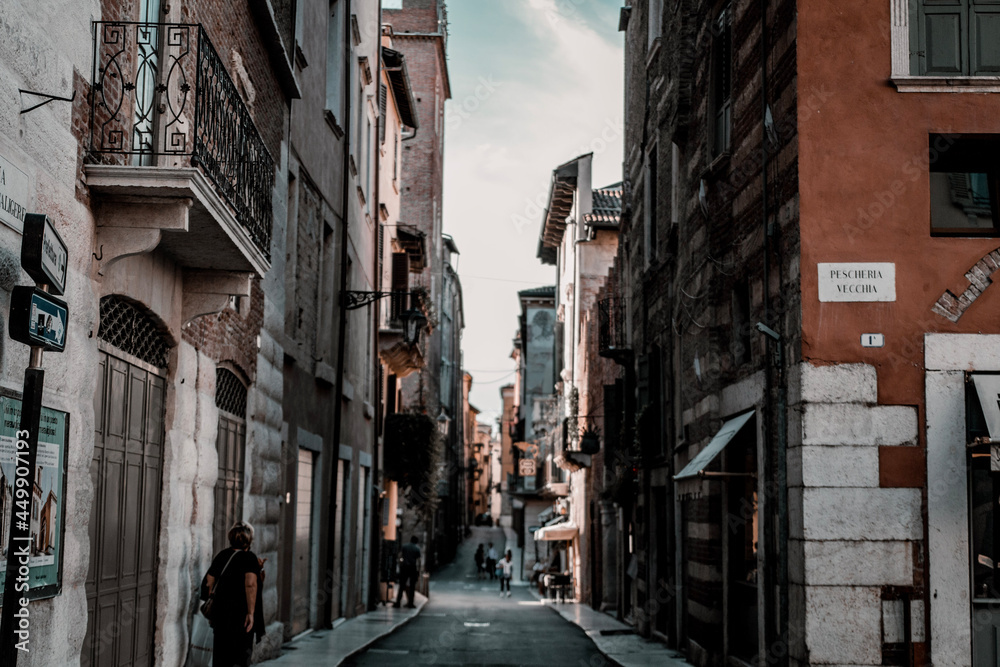 Narrow street in Verona, Italy