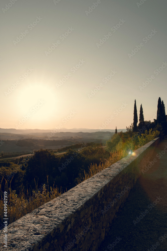 Sunset in Val D'Orcia, Tuscany, Italy