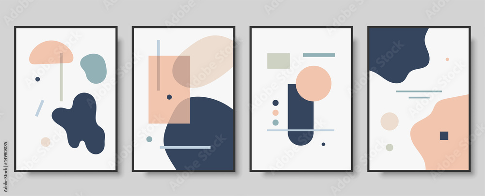 Trendy set of abstract creative minimalist artistic hand painted composition ideal for wall decoration, as postcard or brochure design, vector illustration. Geometric minimal poster for wall art Trendy set of abstract creative minimalist artistic hand painted composition ideal for wall decoration, as postcard or brochure design, vector illustration. Geometric minimal poster for wall art