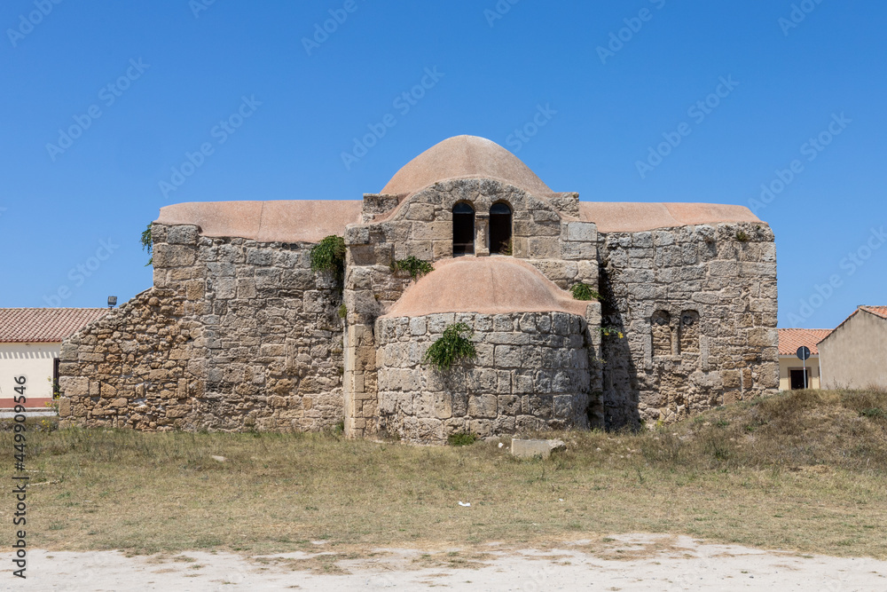 small early Christian church of San Giovanni. Sinis Peninsula, San Giovanni in Sinis, Cabras, Oristano, Sardinia, Italy