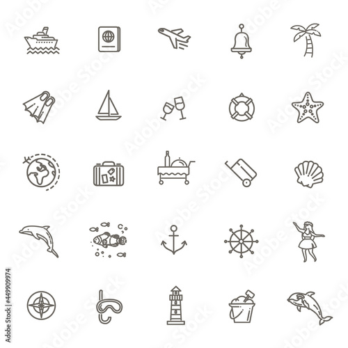 cruise concept illustration, line design vector template