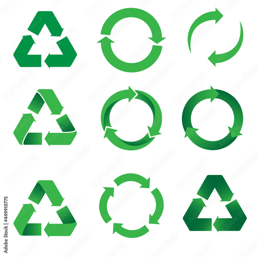 set of Recycle icon.Recycling symbol. Vector illustration. Isolated on white background. set of Recycle icon.Recycling symbol. Vector illustration. Isolated on white background.