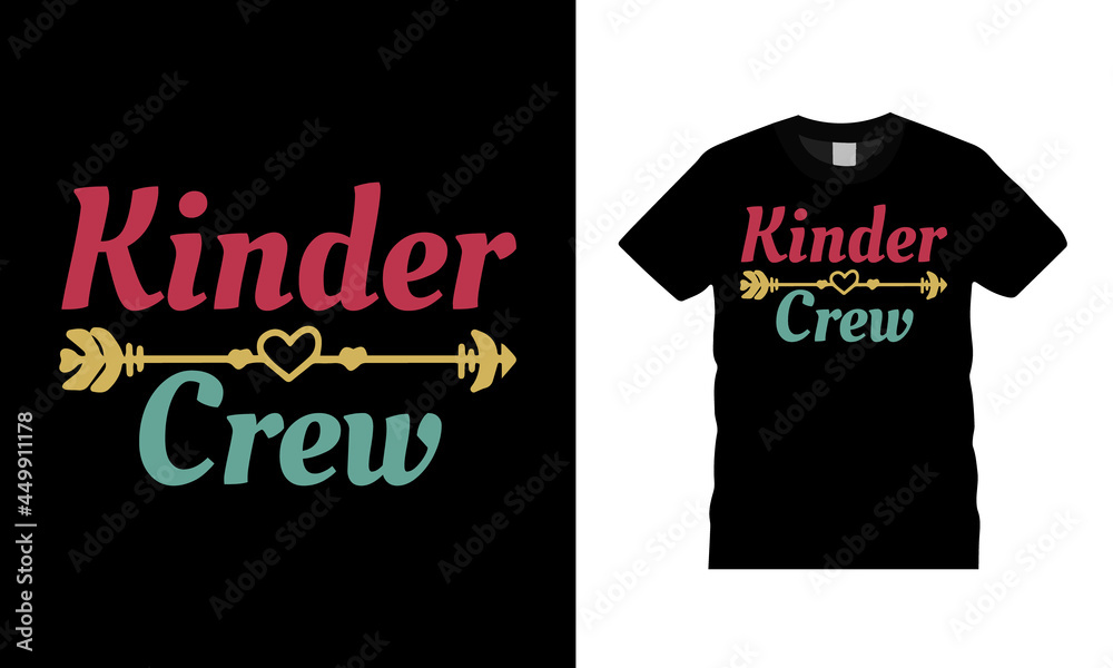 Kinder Crew T shirt Design, apparel, vector illustration, graphic template, print on demand, textile fabrics, retro style, typography, vintage, teachers day t shirt
