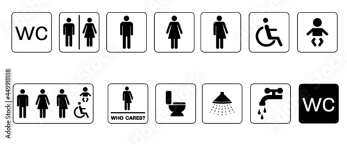 Washroom symbols collection. All gender washroom sign. Vector illustration