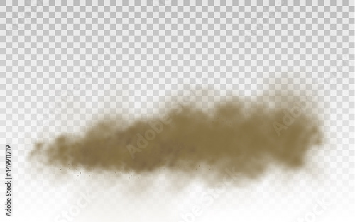 Flying sand, brown dust cloud, wind, sandstorm.