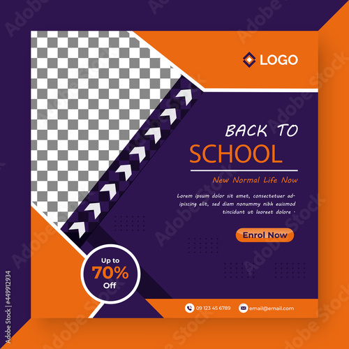 School Admission social media cover banner promotion template, Horizontal header web banner. 