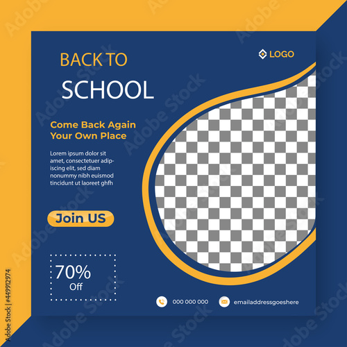 School Admission social media cover banner promotion template, Horizontal header web banner. 