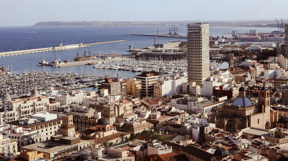 Alicante city, panoramic aereal view