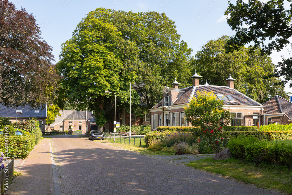 A street in the picturesque village of Noordlaren in the province of Groningen in the Netherlands.