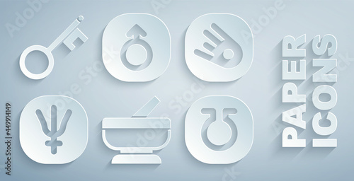 Set Mortar and pestle, Comet falling down fast, Neptune planet, Life, Mars and Old key icon. Vector