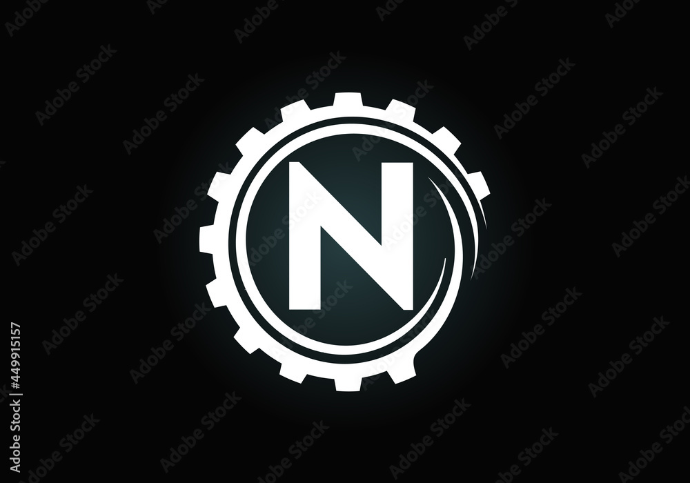 Initial N monogram alphabet in a gear spiral. Gear engineer logo design. Logo for automotive, mechanical, technology, setting, repair business, and company identity Initial N monogram alphabet in a gear spiral. Gear engineer logo design. Logo for automotive, mechanical, technology, setting, repair business, and company identity
