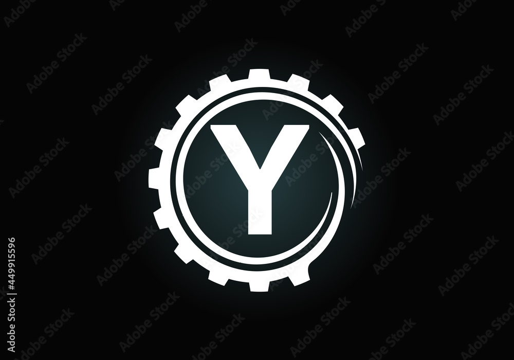 Initial Y monogram alphabet in a gear spiral. Gear engineer logo design. Logo for automotive, mechanical, technology, setting, repair business, and company identity Initial Y monogram alphabet in a gear spiral. Gear engineer logo design. Logo for automotive, mechanical, technology, setting, repair business, and company identity