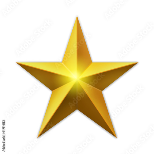 Golden shiny star. Award metallic icon  isolated on white background.