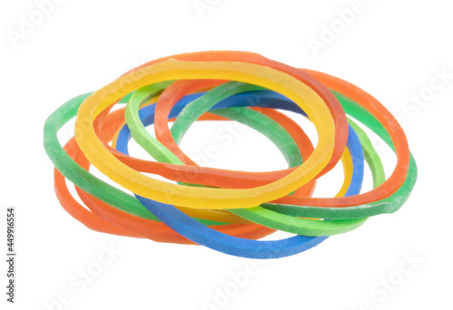 Multicolor rubber bands isolated on white background