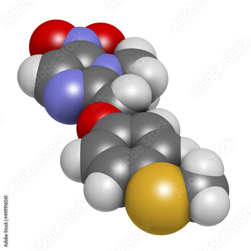 Fexinidazole antiprotozoal drug molecule. 3D rendering. Atoms ar photo