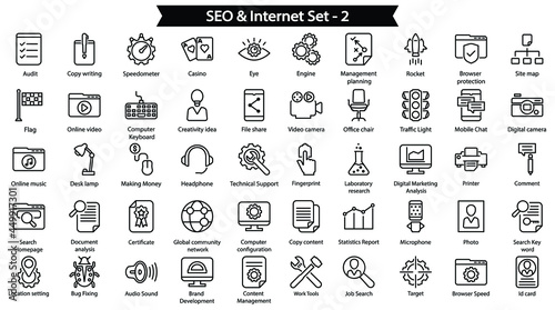 SEO & internet 2 Line Icon Set
