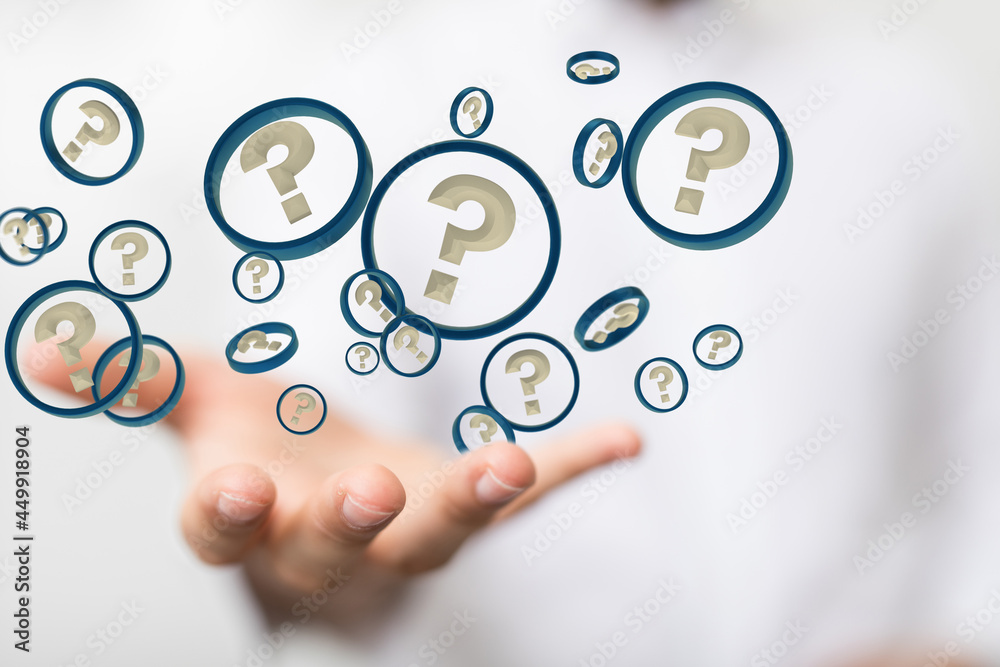 solving problem with digital question marks 3D rendering solving problem with digital question marks 3D rendering