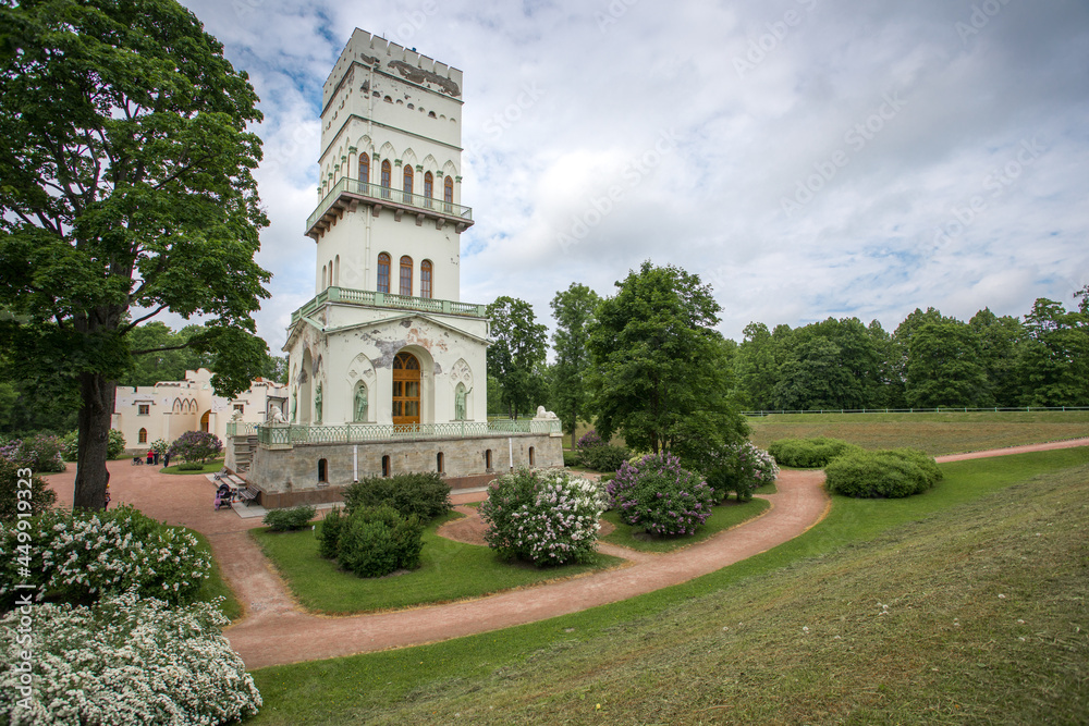 The White Tower pavilion in the Alexander Park in the city of Pushkin near St. Petersburg The White Tower pavilion in the Alexander Park in the city of Pushkin near St. Petersburg