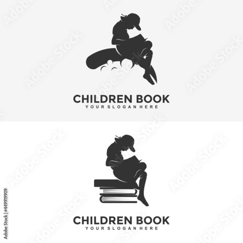 children read book dreams logo designs concepts, illustrations, vectors