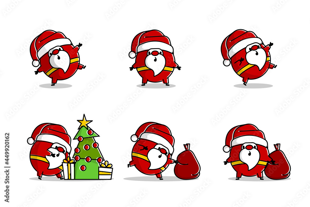 Flat Santa logo in line art style. Cute cartoon Santa Claus logo variety set. Collection of Christmas vector illustration. Flat Santa logo in line art style. Cute cartoon Santa Claus logo variety set. Collection of Christmas vector illustration.