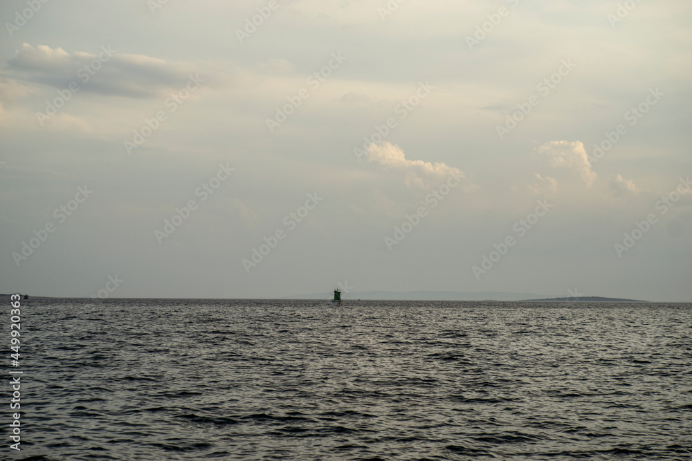 open sea, mediterranean, lighthouse, cloudy day, summer