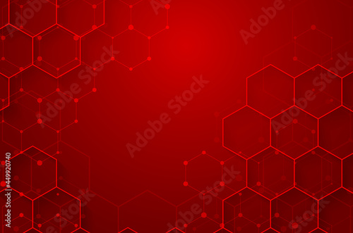Red hexagonal and healthcare banner design