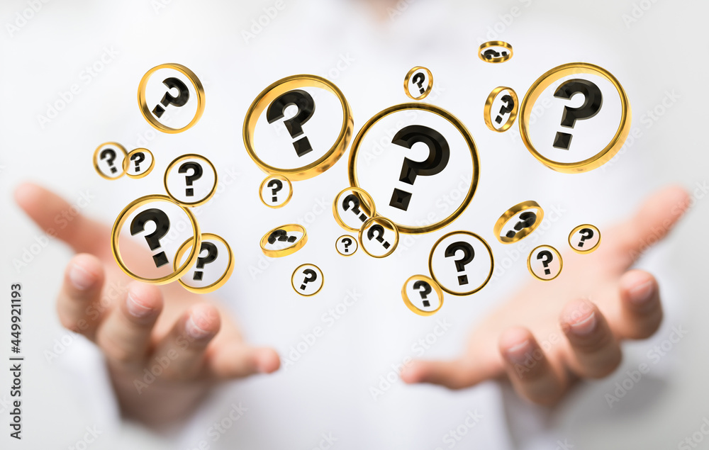 solving problem with digital question marks 3D rendering solving problem with digital question marks 3D rendering