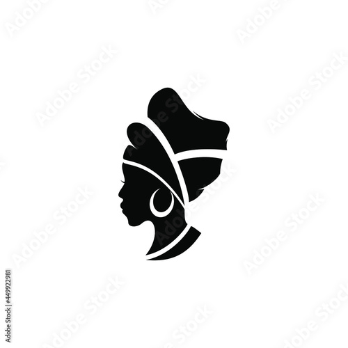 Beautiful African female character silhouette logo design