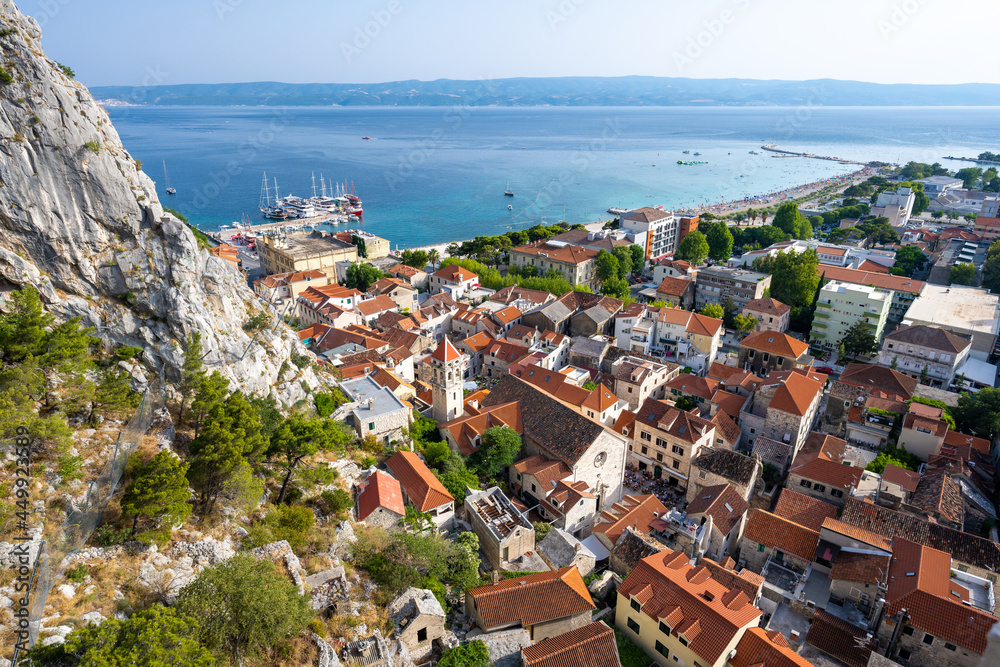 view on Old Town of Omis in Dalmatia, Croatia