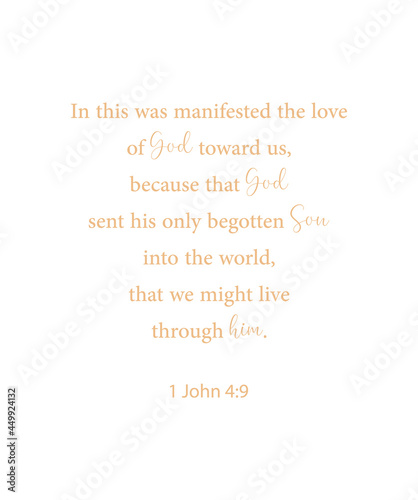 In this was manifested the love of God toward us, 1 John 4:9, bible verse poster, christian wall decor, scripture wall print, Home wall decor, cute banner, Minimalist Print, vector illustration