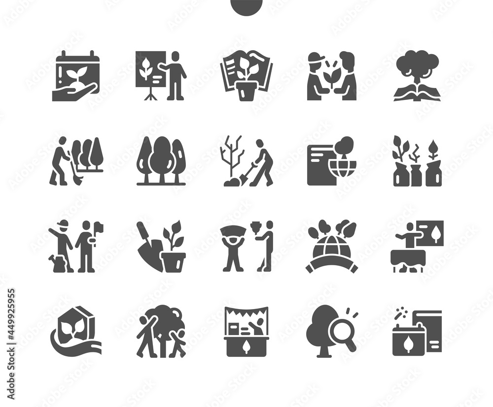 Environmental Education Day 26 January. People cherish nature. Calendar. Twenty sixth of january. Save nature. Ecology, trees, plant. Vector Solid Icons. Simple Pictogram