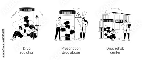 Drug addiction abstract concept vector illustrations.