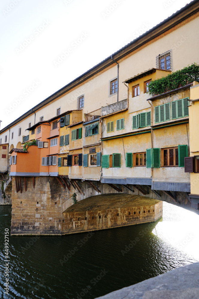 Ponte Vecchio. View from the river Arno bank. Florence, Italy.