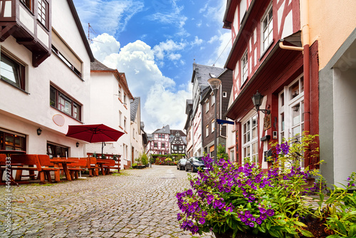 A idyllic, narrow street in the old town of Montabaur, Germany photo