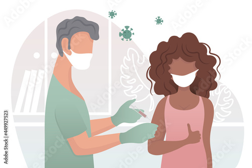 Male Nurse men vaccinating people. COVID-19 Vaccination concept for immunity healthHealthcare, coronavirus, prevention and immunize. Colored flat vector illustration isolated on white background
