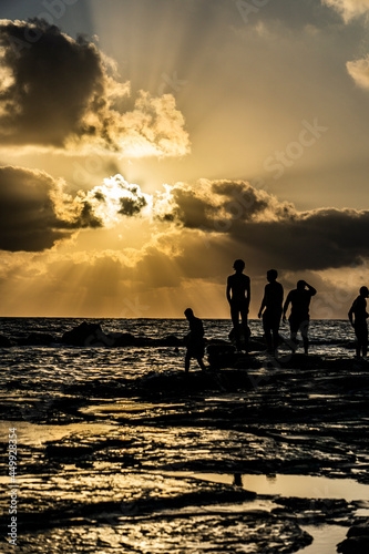 Sunset on the beach  holiday ambiance