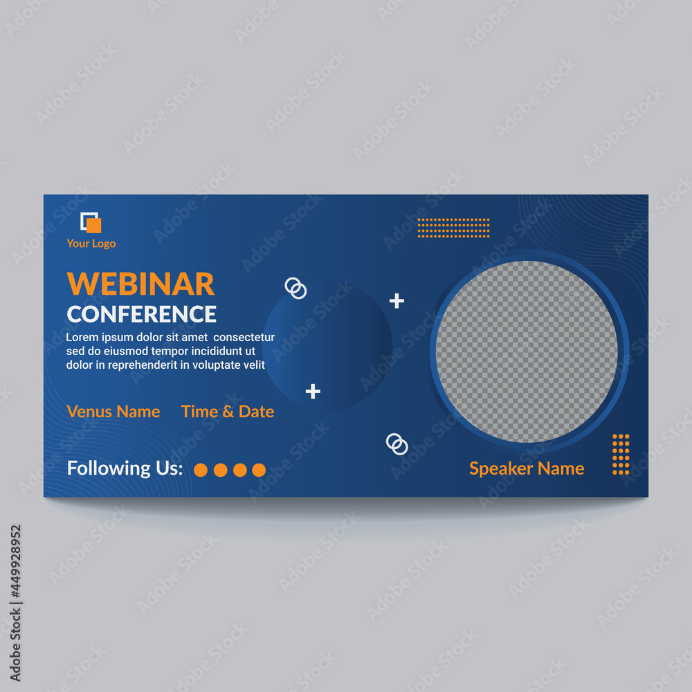 Conference webinar or social media post template concept design. online marketing promotion banner.
Conference webinar or social media post template concept design. online marketing promotion banner.