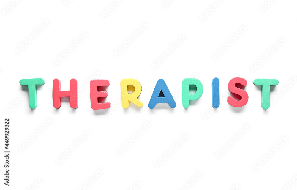 Word THERAPIST on white background Word THERAPIST on white background