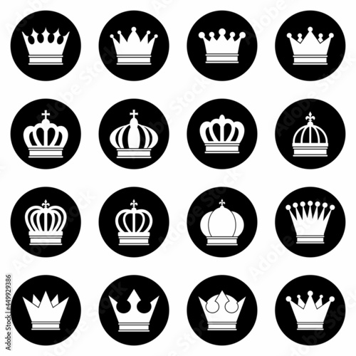 crown icon set vector sign symbol of king