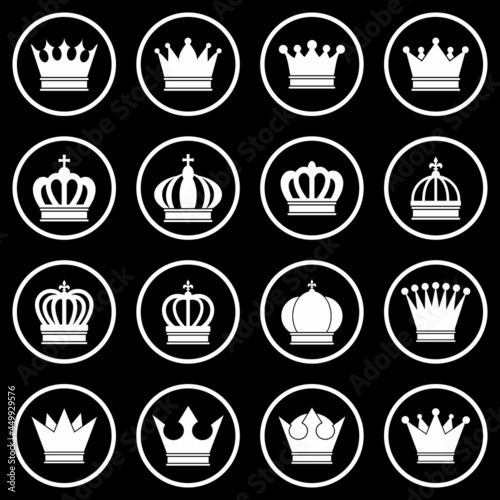 crown icon set vector sign symbol of king
