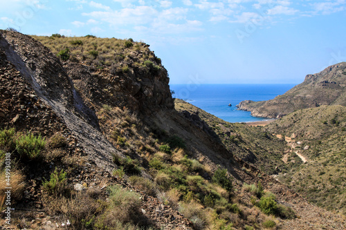 Beautiful El Gorguel beach in Cartagena Province, Spain