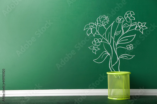 Chalkboard with drawn flowe...