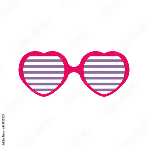 Heart shaped glasses flat icon. Simple editable vector illustration usable for web and print items.