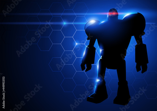 Robot on hi-tech background