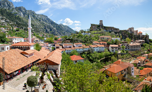 View over the old town of Kruje and its fort, in Albania. photo