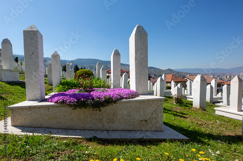 Muslim cemetery of Kovaci dedicated to the victims of the Bosnian war, in Sarajevo, Bosnia and Herzegovina. photo