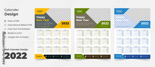 Wall Calendar 2022, Wall calendar design template for 2022, simple, clean, and elegant design Calendar for 2022,2022 wall calendar template design, Wall calendar 2022.