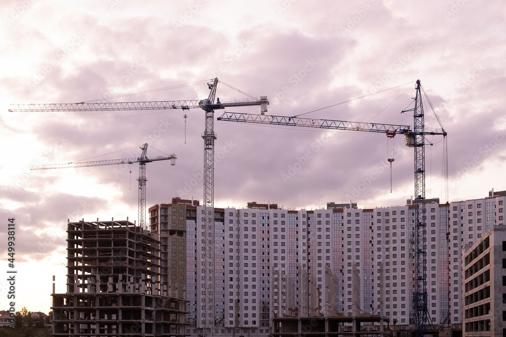 Construction crane and a building house