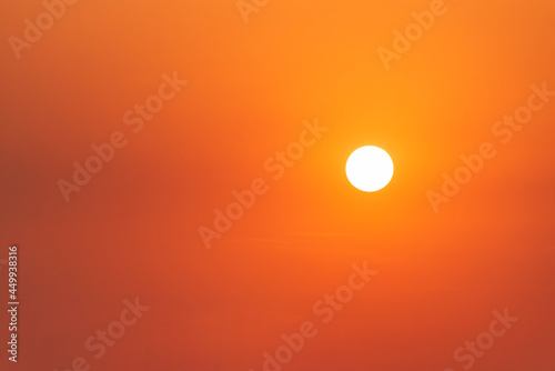 Tableau sur toile Panoramic view of clean sky and sun during sunset