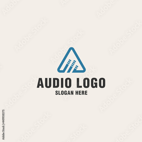 Letter A with audio logo template on monogram style